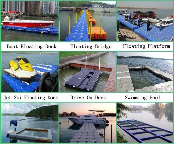 Floating bucket recreational facilities for water fishing, floating platform,  polyethylene wharf, water float, plastic berth, floating bridge